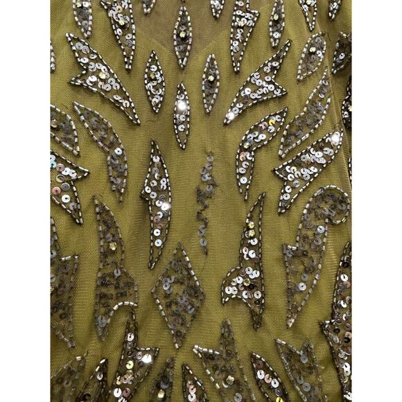 NWT Mac Duggal 5124 Women's Olive Green Beaded Long Sleeve Evening Gown Size 20 - Picture 12 of 16